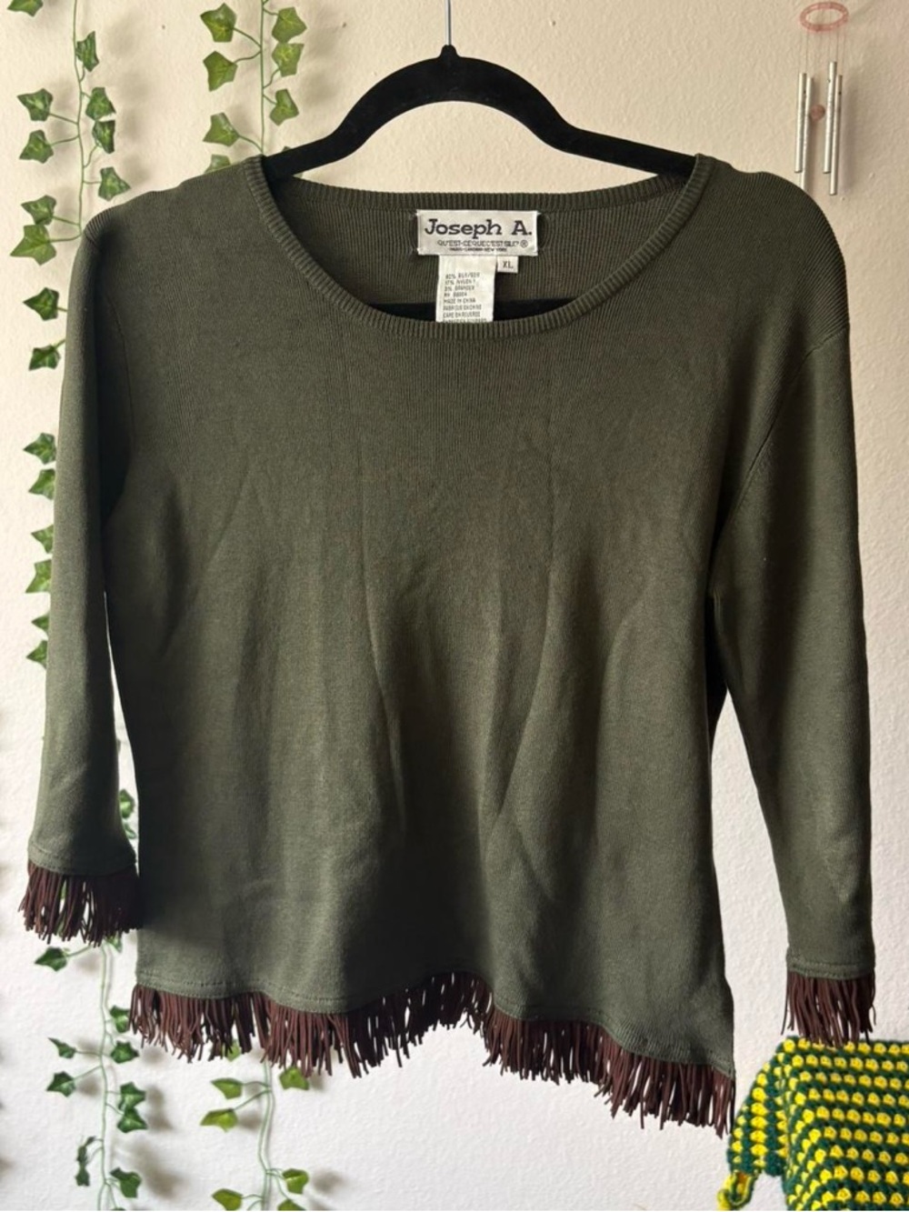 Joseph Olive Green Ribbed Crewneck Sweater